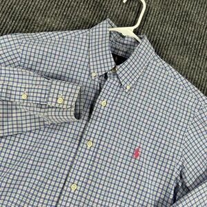 Ralph Lauren Shirt Mens Small Blue Plaid Long Sleeve Button Down Casual Comfort